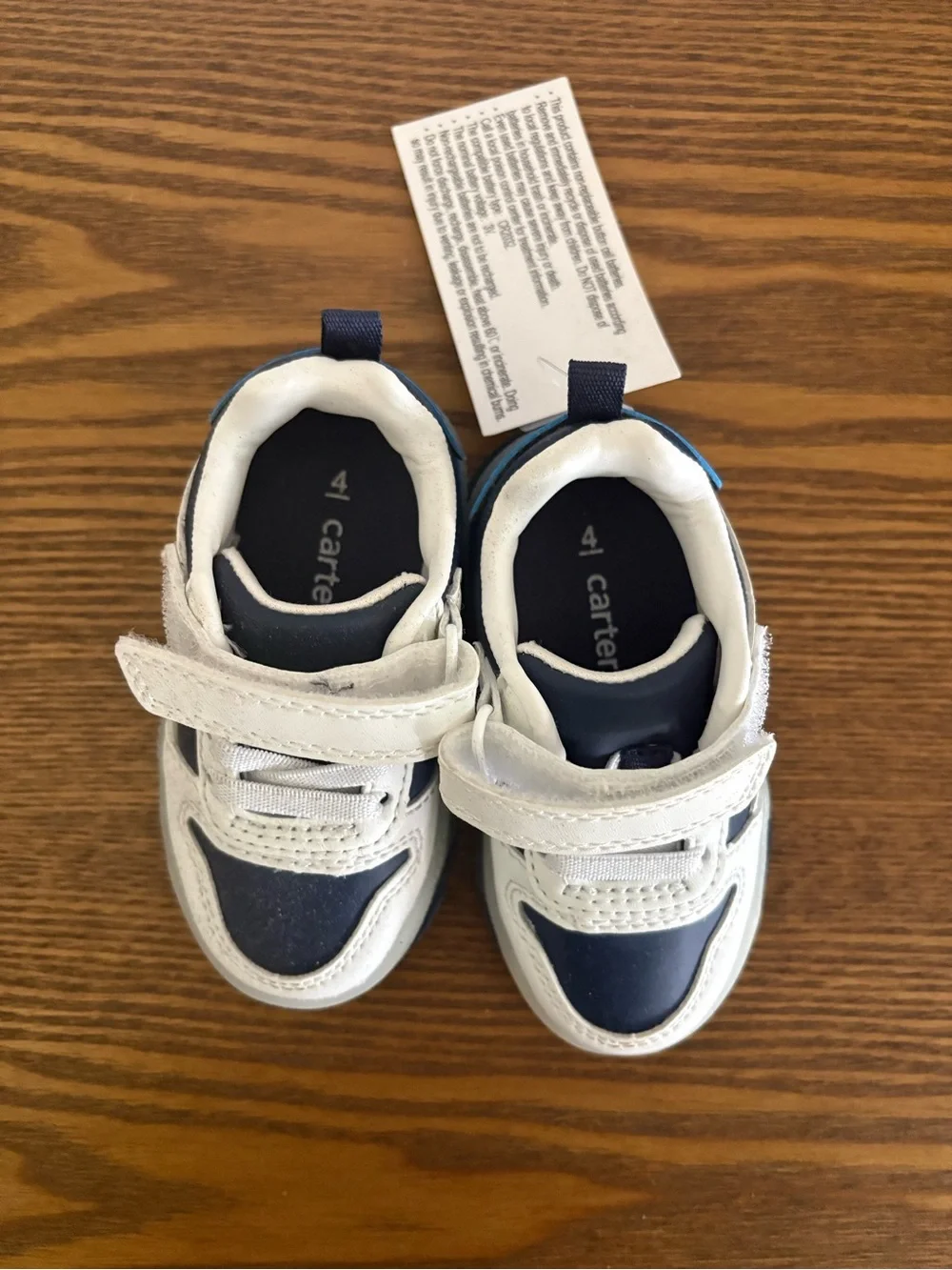 Carter's White and Navy Blue light up toddler Sneakers
